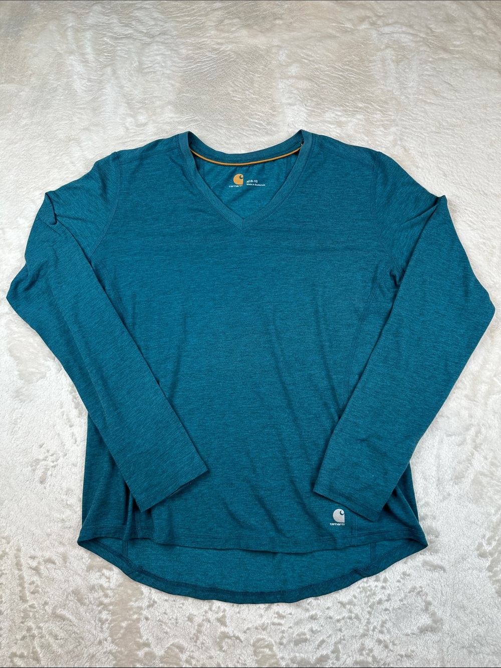 Carhartt Size M(8-10) Teal Blue Long Sleeve V-Neck Kids Top | Casual | Active